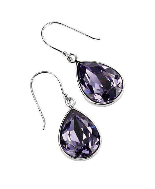 Silver Drop Earrings With Tanzanite Crystal Teardrop Earrings Gecko 