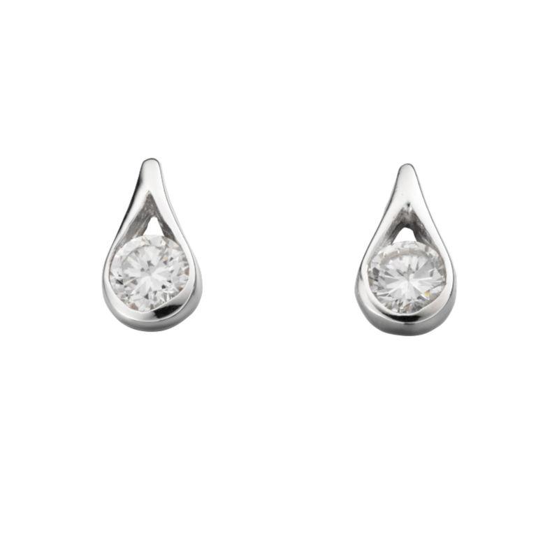 Silver Cubic Zirconia Teardrop Earrings Jewellery Carathea