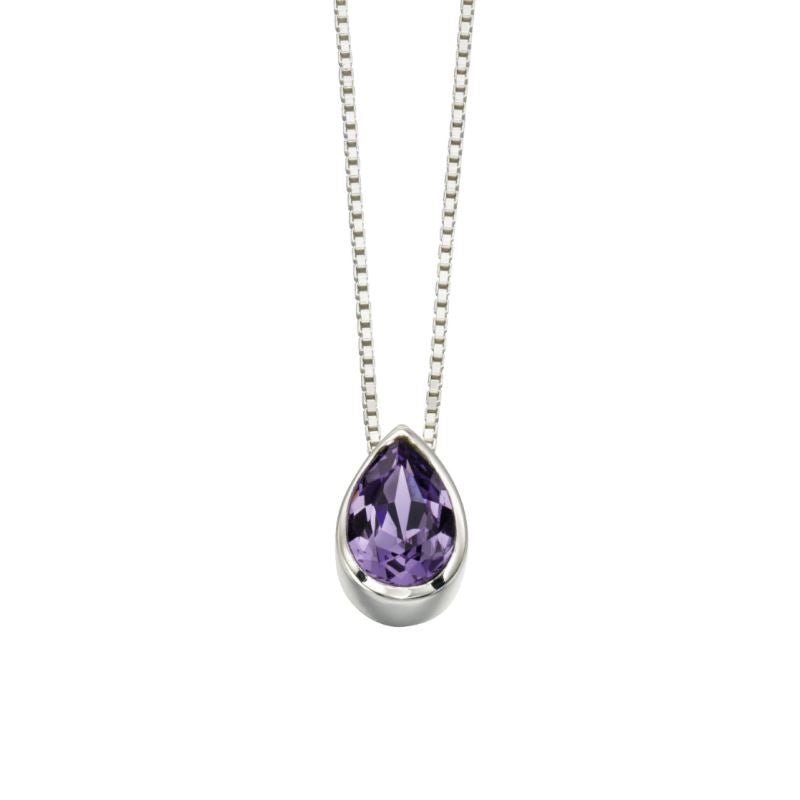 Silver Tanzanite Crystal Teardrop Pendant Jewellery Carathea G