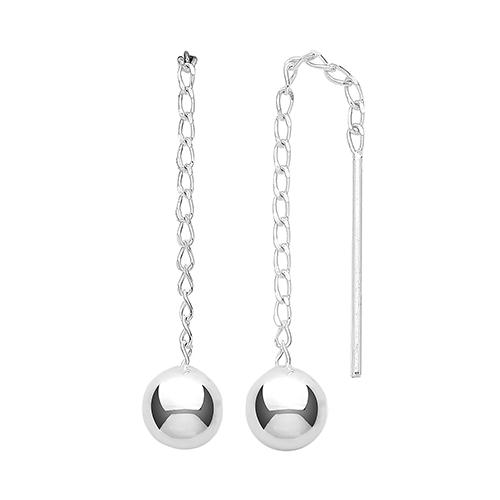Silver Threader Earrings with Ball Earrings Treasure House Limited 