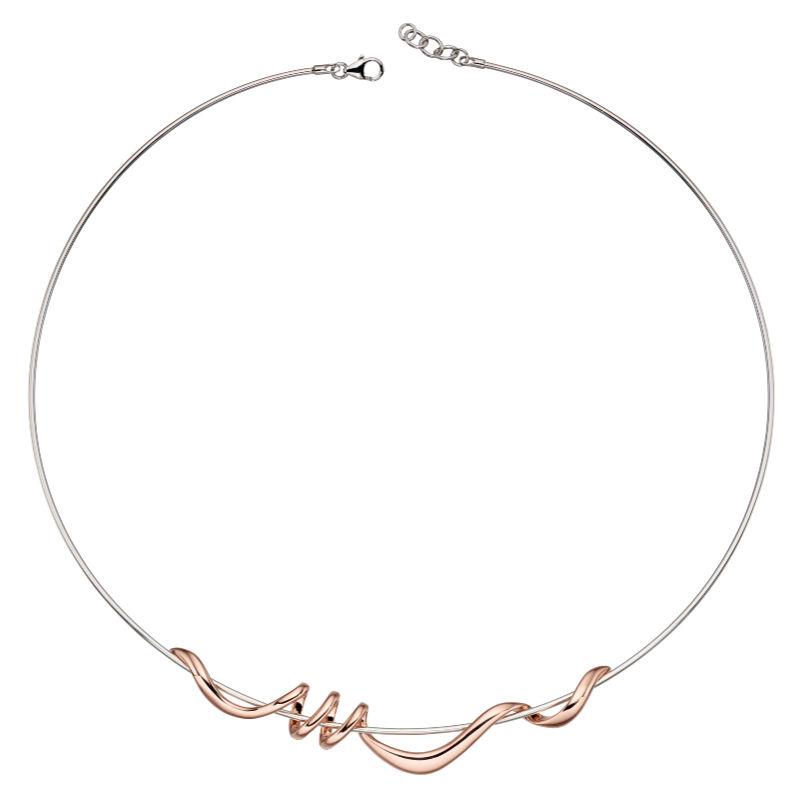 Silver Torque Necklace with Rose Gold Twist Jewellery Gecko
