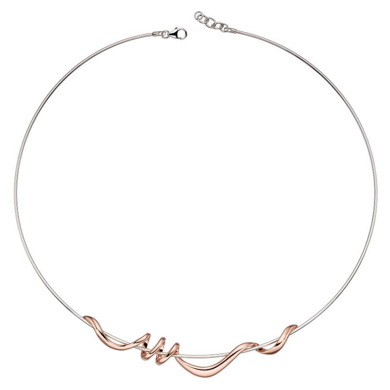 Silver Torque Necklace with Rose Gold Twist Jewellery Gecko 