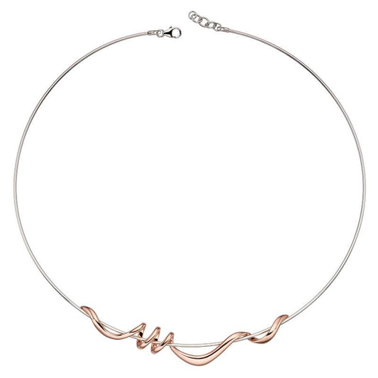 Silver Torque Necklace with Rose Gold Twist Jewellery Gecko 