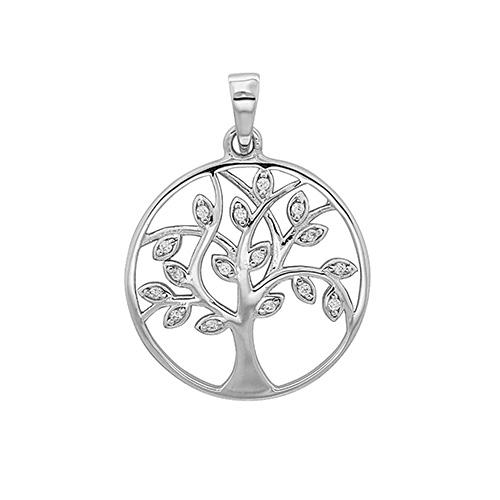 Silver Tree of Life Pendant with Cubic Zirconia's Necklaces & Pendants Treasure House Limited 