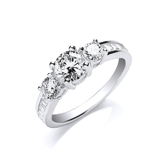 Silver Cubic Zirconia Trilogy Ring Carathea 