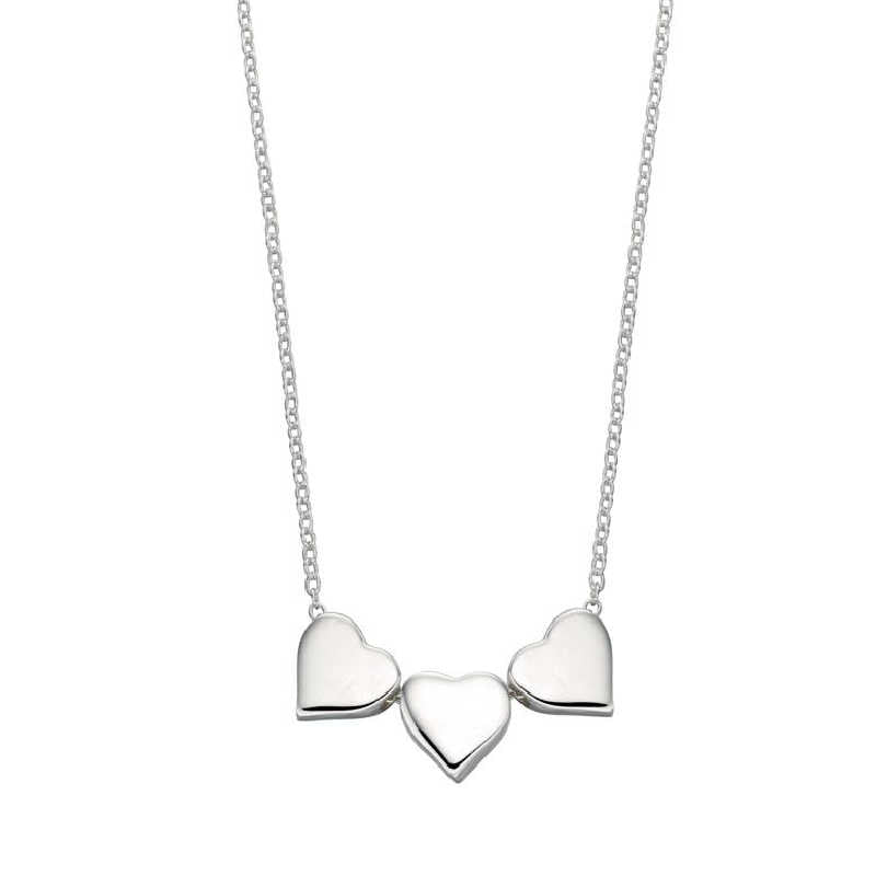 Silver Triple Hearts Slider Necklace Necklaces & Pendants Gecko 