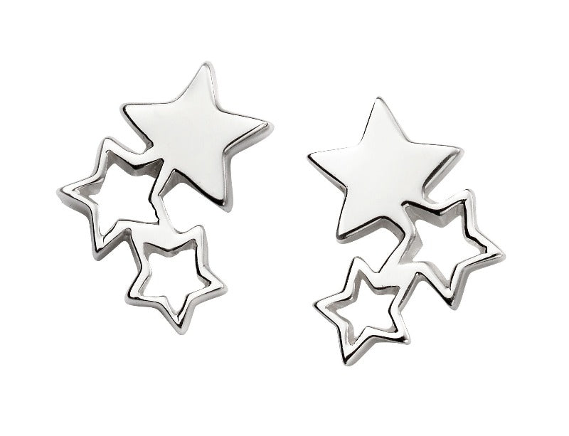Silver Triple Star Stud Earrings Jewellery Carathea 