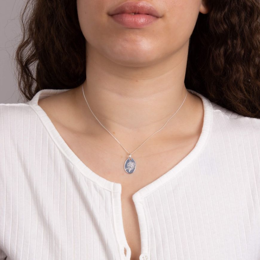 Silver Carnation January Birth Month Flower Pendant