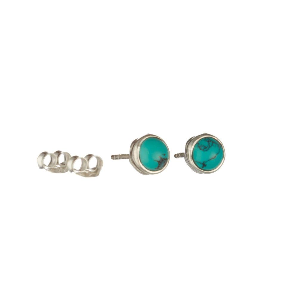 Silver Turquoise Stud Earrings Jewellery Banyan 