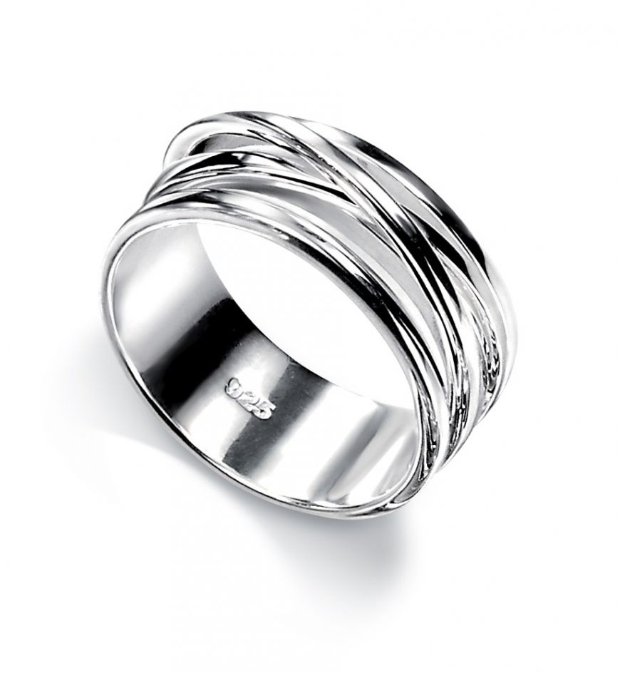 Silver Twisted Band Ring Rings Gecko N (54)
