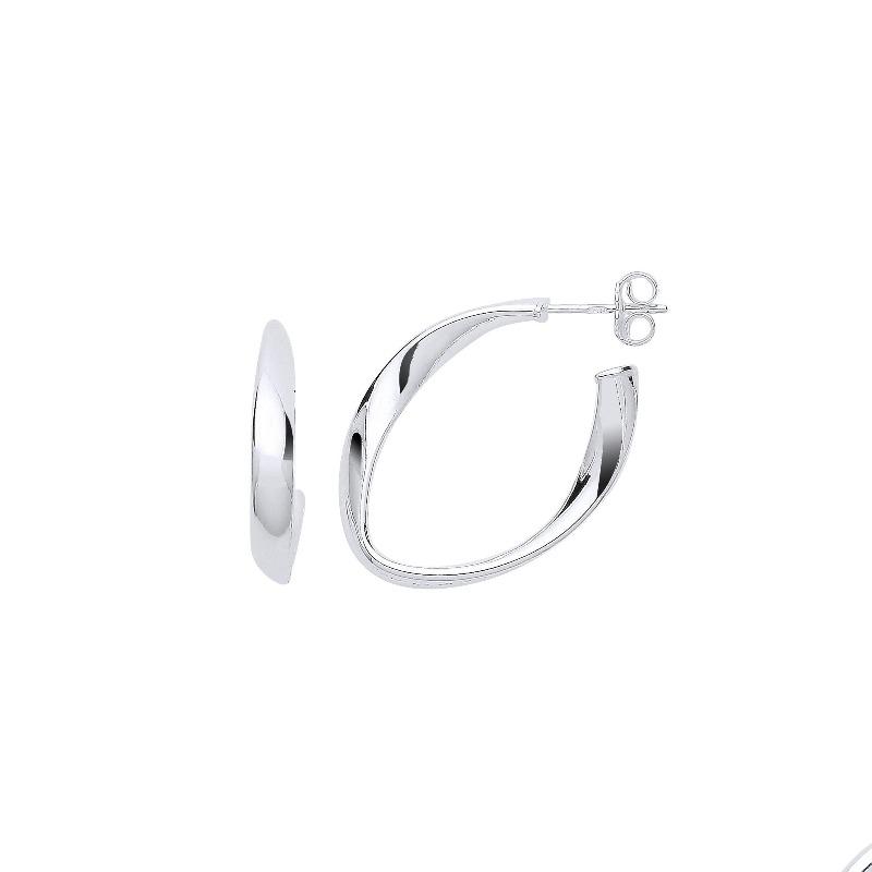 Oval Twisted Hoop Earrings in Silver Earrings Hanron 