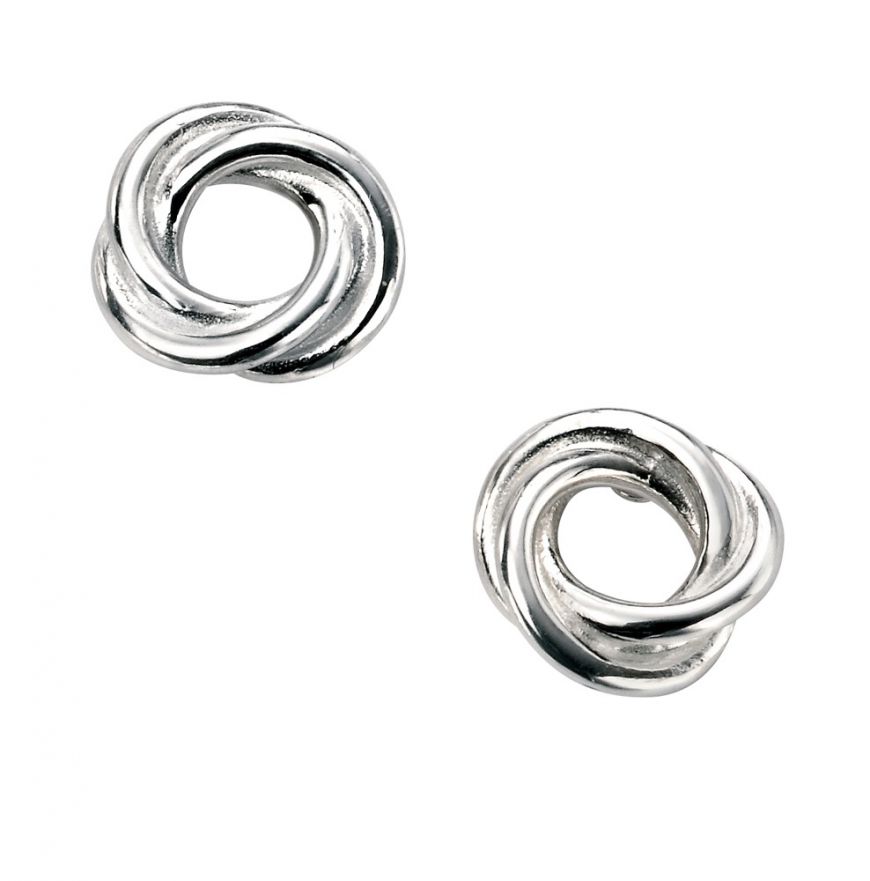 Silver Twisted Interlocking Circle Earrings Jewellery Gecko 