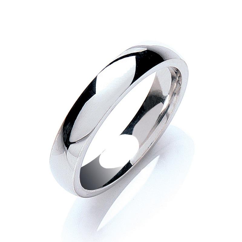 Silver 4mm Court Shape Plain Wedding Band Rings Hanron J 