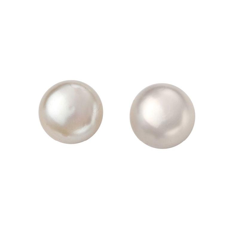 Silver Large Freshwater Pearl Stud Earrings Carathea