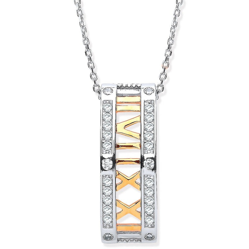 Silver and Gold Vermeil Roman Numeral Pendant Necklaces & Pendants Hanron