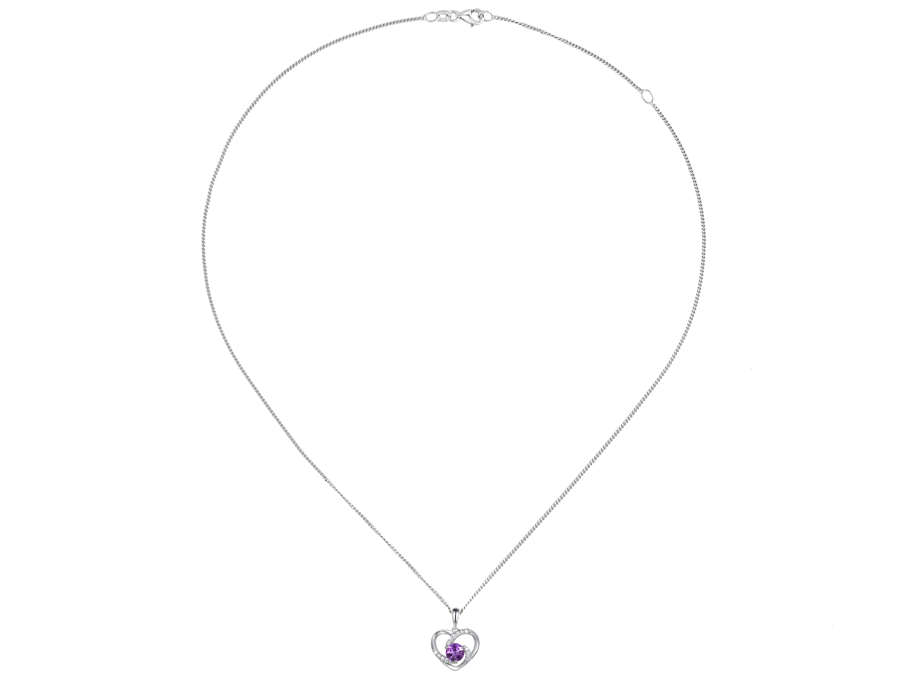 Silver heart pendant with amethyst and cz Jewellery Carathea