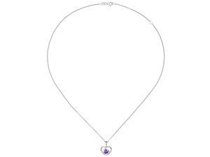 Silver heart pendant with amethyst and cz Jewellery Carathea