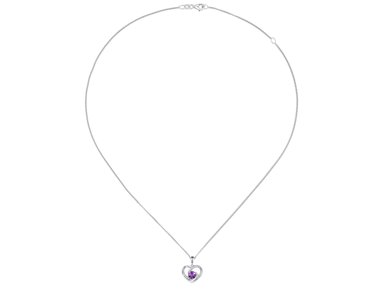 Silver heart pendant with amethyst and cz Jewellery Carathea