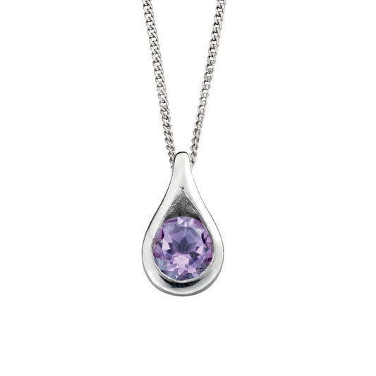 Silver Amethyst Teardrop Pendant Necklaces & Pendants Gecko 