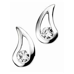 Cubic Zirconia Curved Teardrop Earrings Gecko