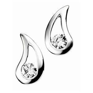 Cubic Zirconia Curved Teardrop Earrings Gecko 