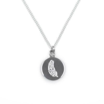 Silver Disc Pendant with Angel Feather Jewellery Tales from the Earth