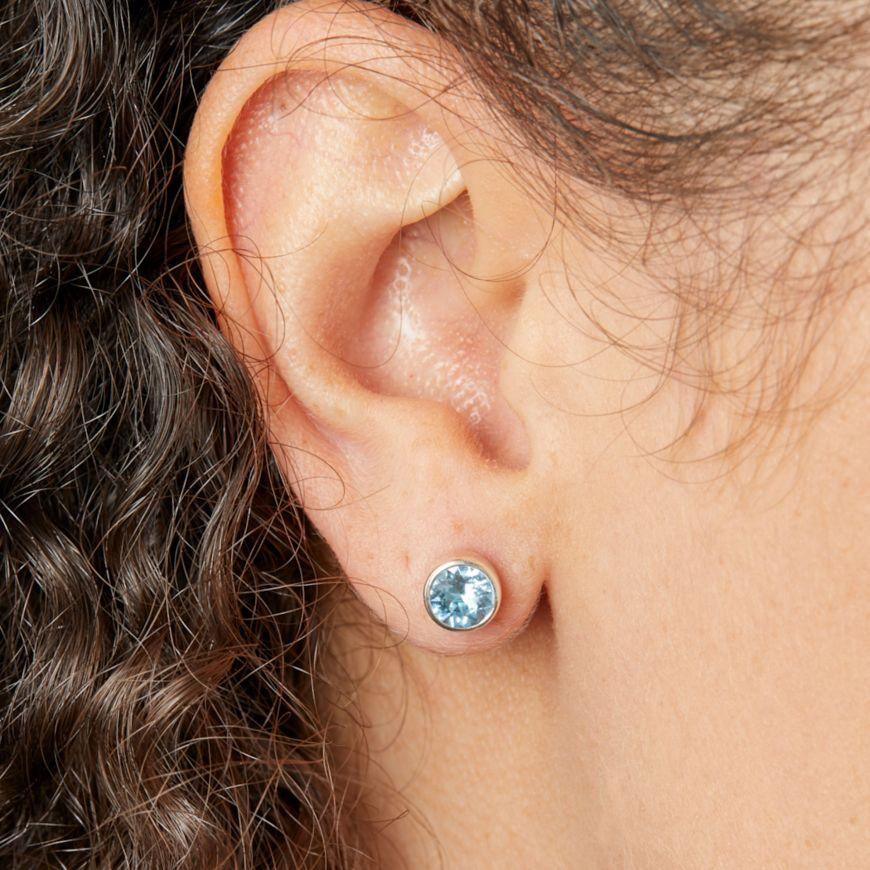 Silver Aquamarine Crystal Stud Earrings Earrings Gecko 