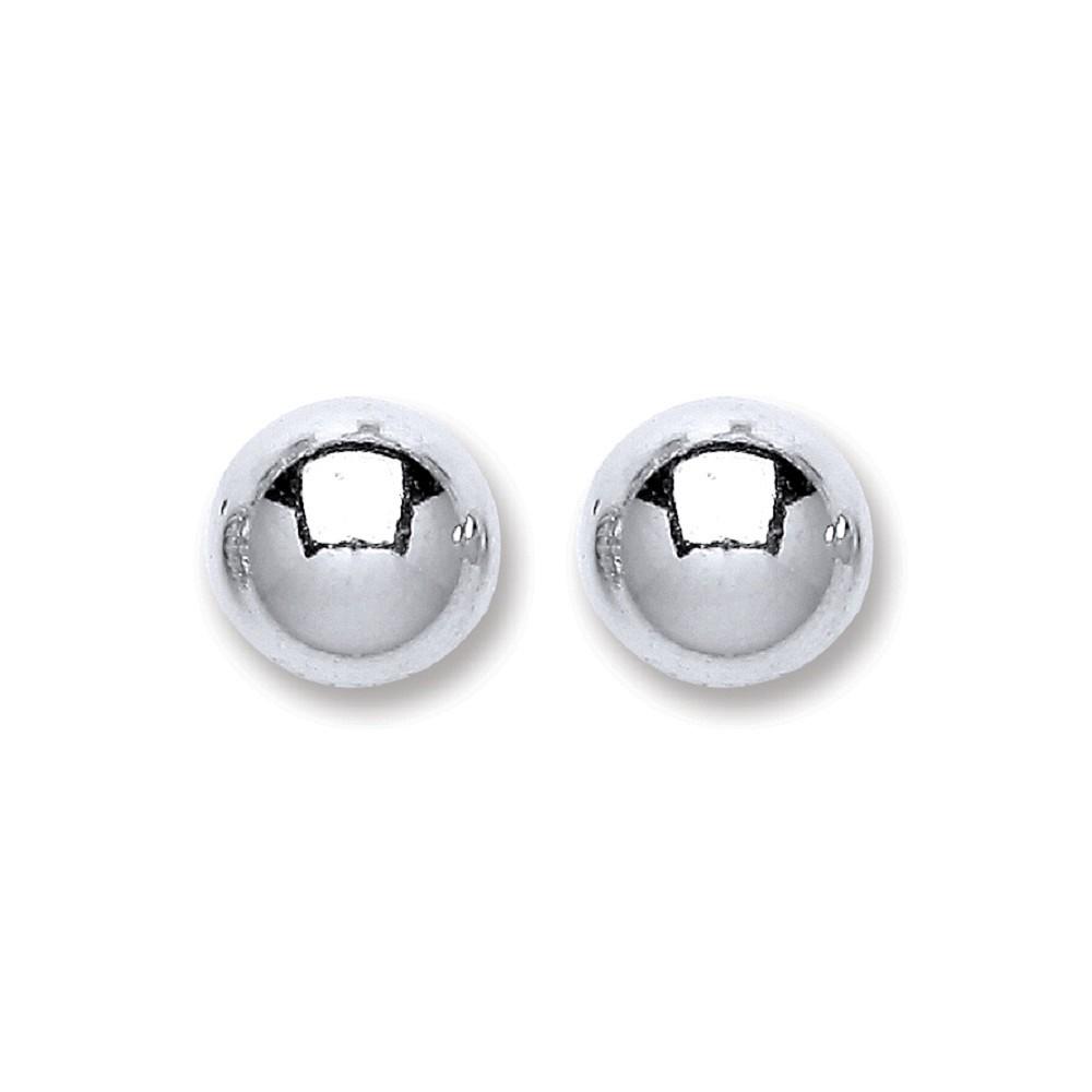 Silver Ball Stud Earrings 8 mm Jewellery Hanron 