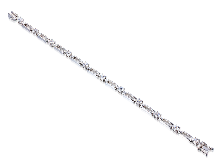 Silver Bar Bracelet with Cubic Zirconia's