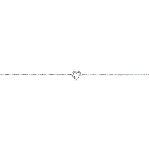 Silver Open Heart CZ Bracelet Carathea