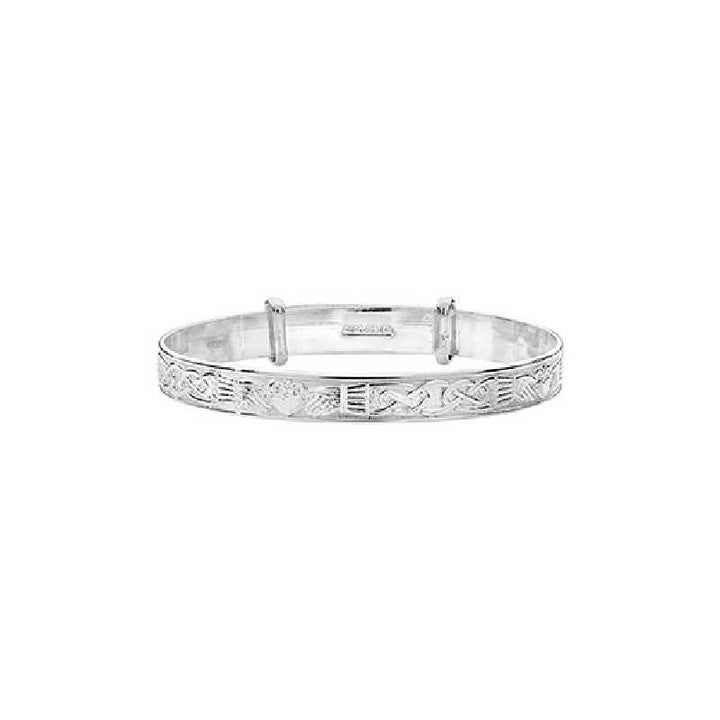 Silver Celtic Claddagh Christening Bangle