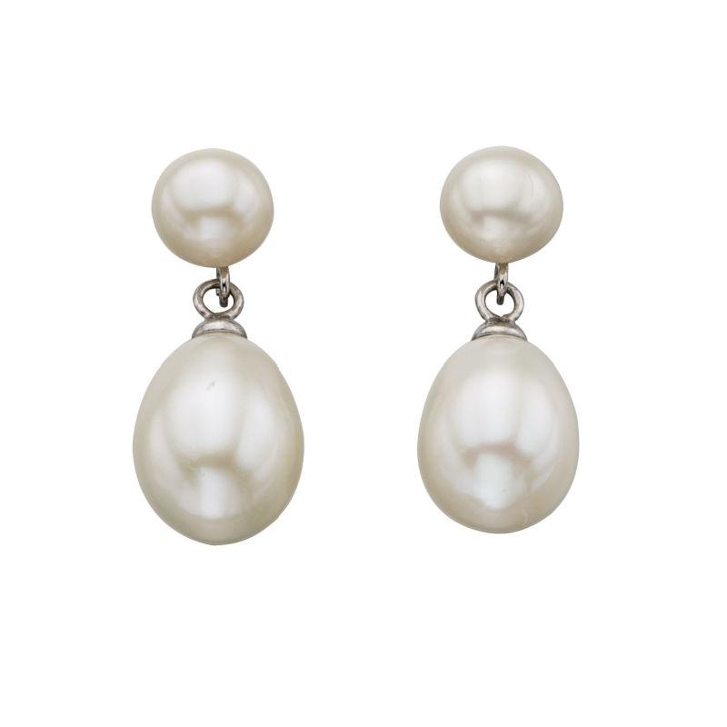 Double Pearl Drop Earrings Jewellery Carathea 