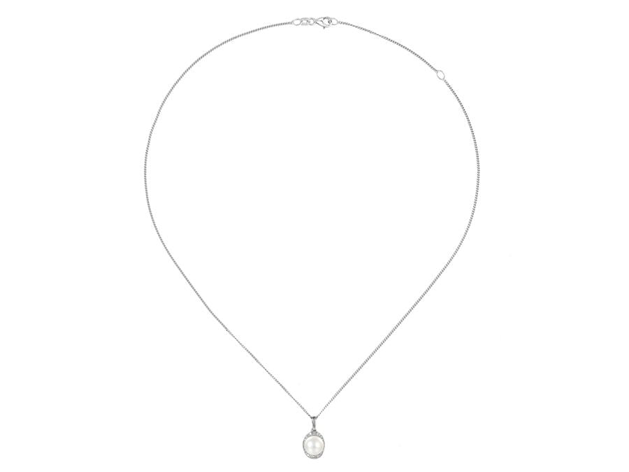 Silver Freshwater Pearl and CZ Pendant AMORE