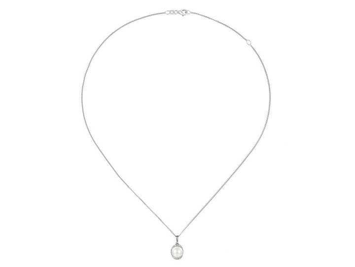 Silver Freshwater Pearl and CZ Pendant AMORE