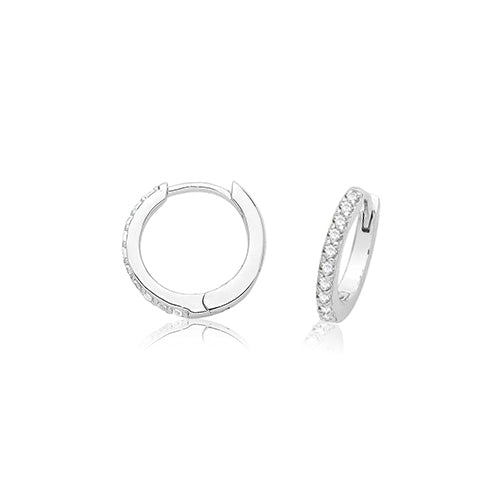 Silver Hinged Hoop Earrings with Cubic Zirconia Earrings Treasure House Limited 