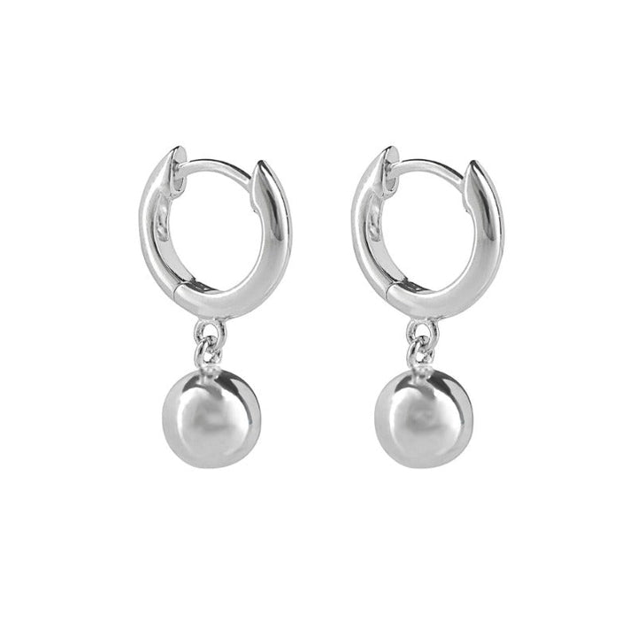 Silver Hoop Earrings with Ball Charm Earrings Gecko