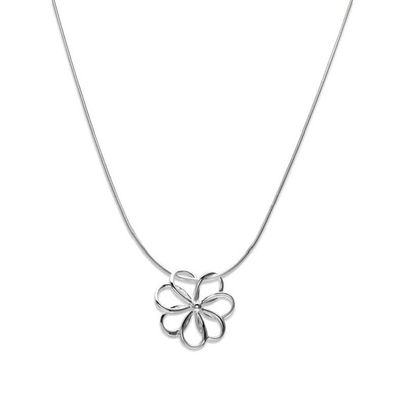 Polished Silver Openwork Flower Pendant Necklaces & Pendants Unique 