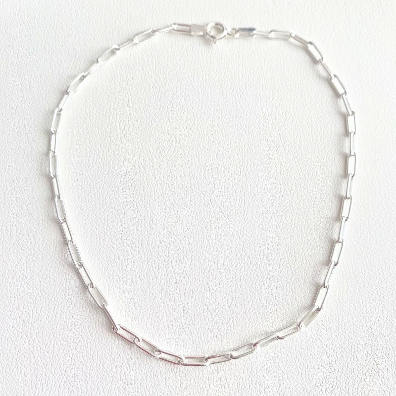 Silver paperclip link anklet Carathea Jewellers