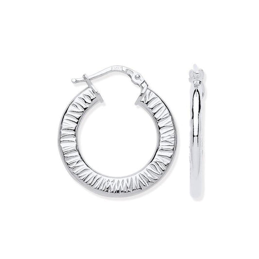 Silver Ribbed Hoop Earrings Earrings Hanron 