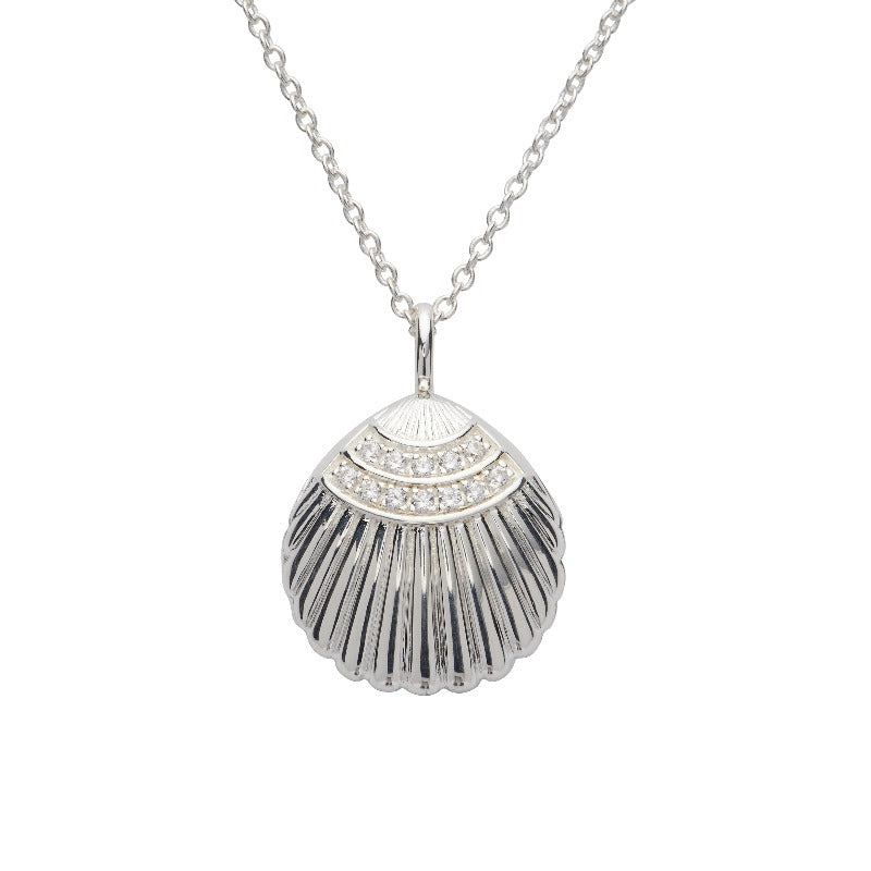 Silver Shell Locket with Cubic Zirconia's Necklaces & Pendants Unique 