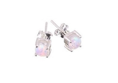 Silver stud earrings with lab grown opal - Carathea jewellers