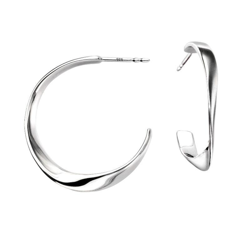 Silver Twist Hoop earrings Jewellery Gecko
