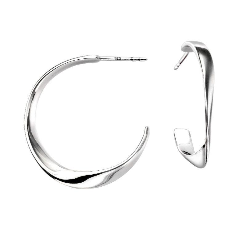 Silver Twist Hoop earrings Jewellery Gecko 