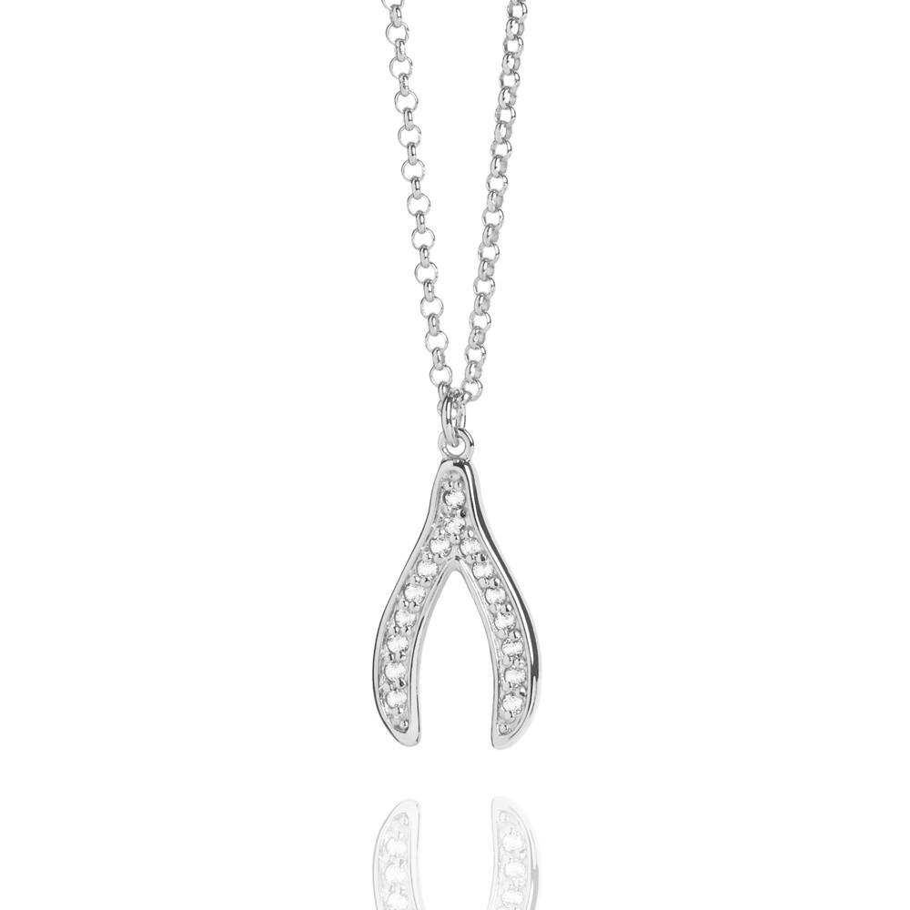 Silver Wishbone Necklace with Topaz by Muru Jewellery JoolsJewellery.co.uk 