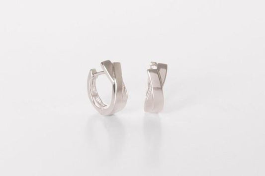 Small Silver Cross-Over Hoop Earrings Jewellery Bracini 