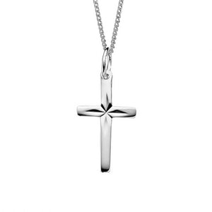 Silver Diamond Cut Cross Pendant Necklaces & Pendants Gecko 