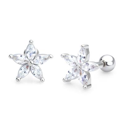 Stainless Steel CZ Flower Stud Earrings Earrings Carathea