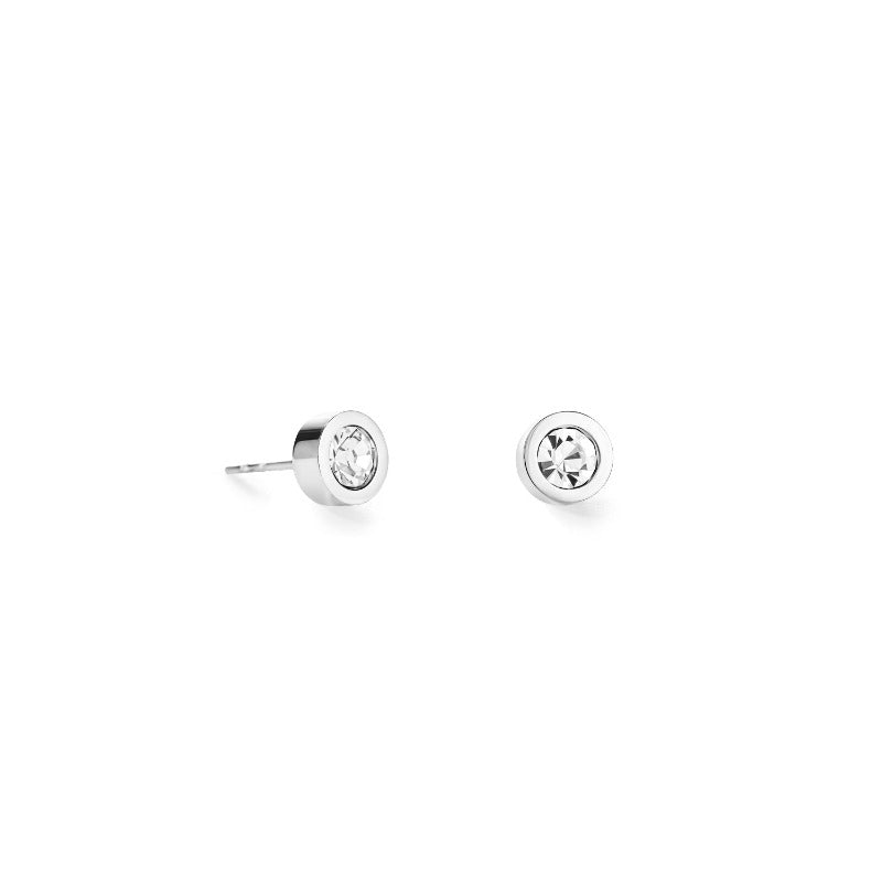 Stainless Steel Round Studs with Crystals Earrings Carathea