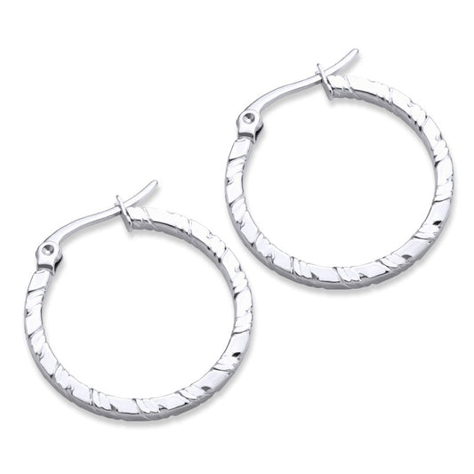 Rope Pattern Hoop Earrings in Stainless Steel Monera 