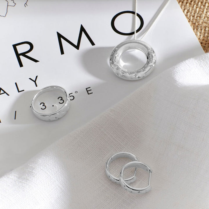 Silver Starry Night Ring with CZ Rings Gecko